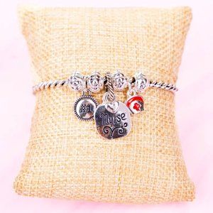 Nurse Bracelet. Silver With Charms & Beads.